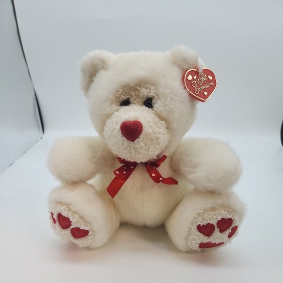 loft expressions Other - Valentine Teddy Bear Stuffed Animal Plush White Hearts Loft‎ Expressions